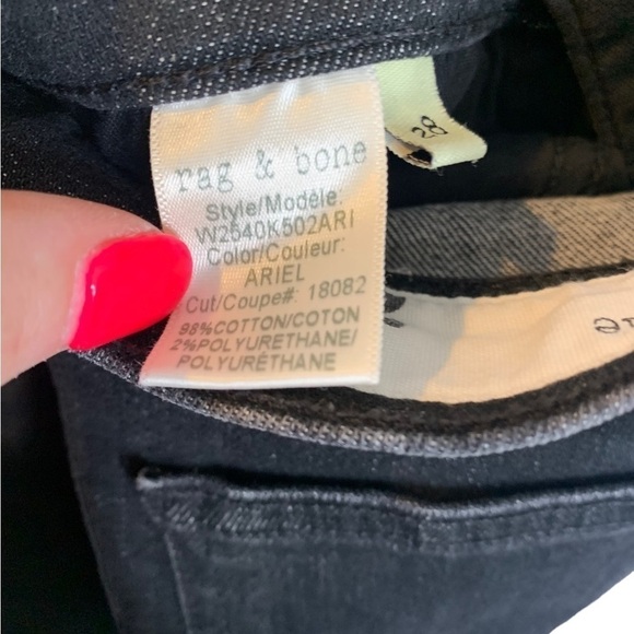 Rag & Bone Black Lace Up Mid Rise Skinny Denim Jeans Size 28 - Picture 9 of 9